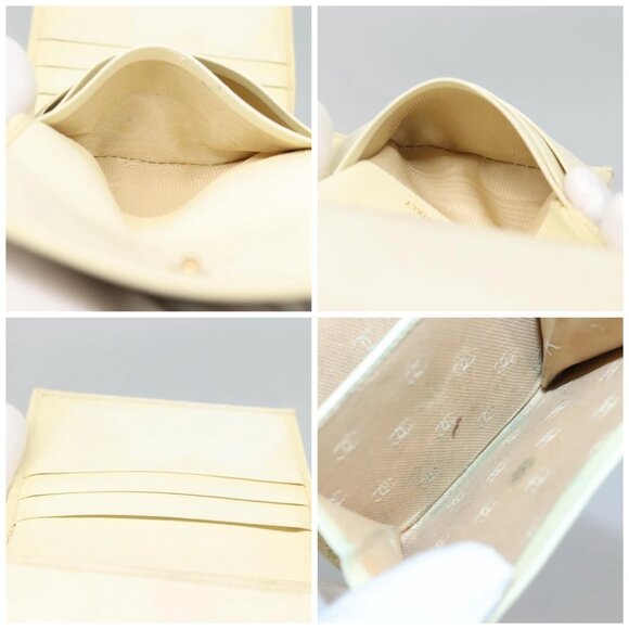 CHANEL Bifold Wallet Leather White Gold CC Auth - Picture 15 of 16